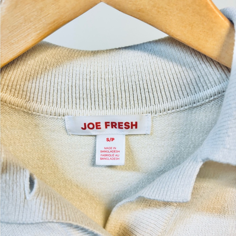 Joe Fresh Button Collar Cream Sweater Size Small - Picture 6 of 7